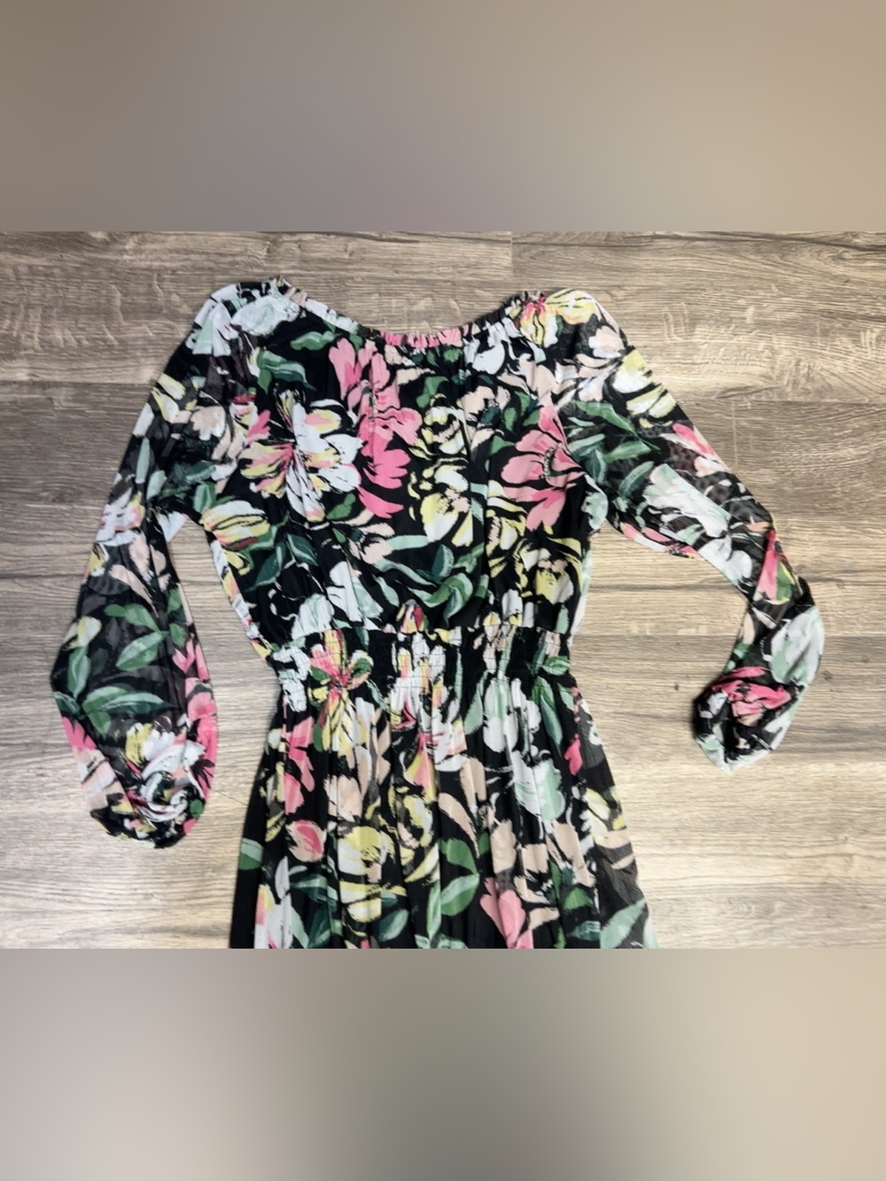 Kate and Lily Petite 10P Floral Tiered Midi Dress Long Sleeve - Picture 5 of 10